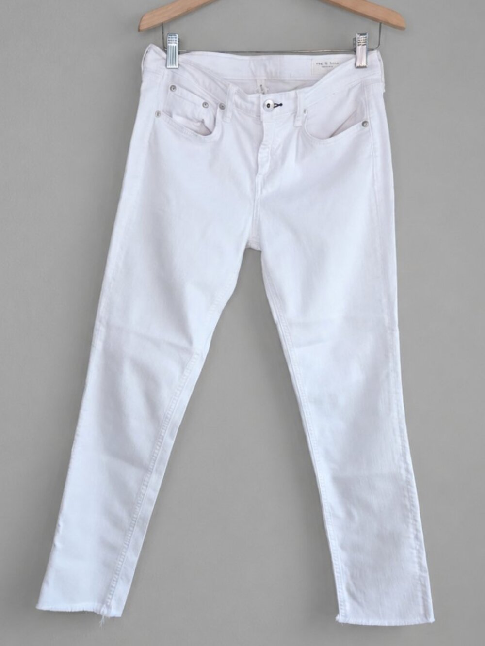 Rag & Bone Dre Low Rise Slim Boyfriend Capri Jeans White Raw Hem Size 26